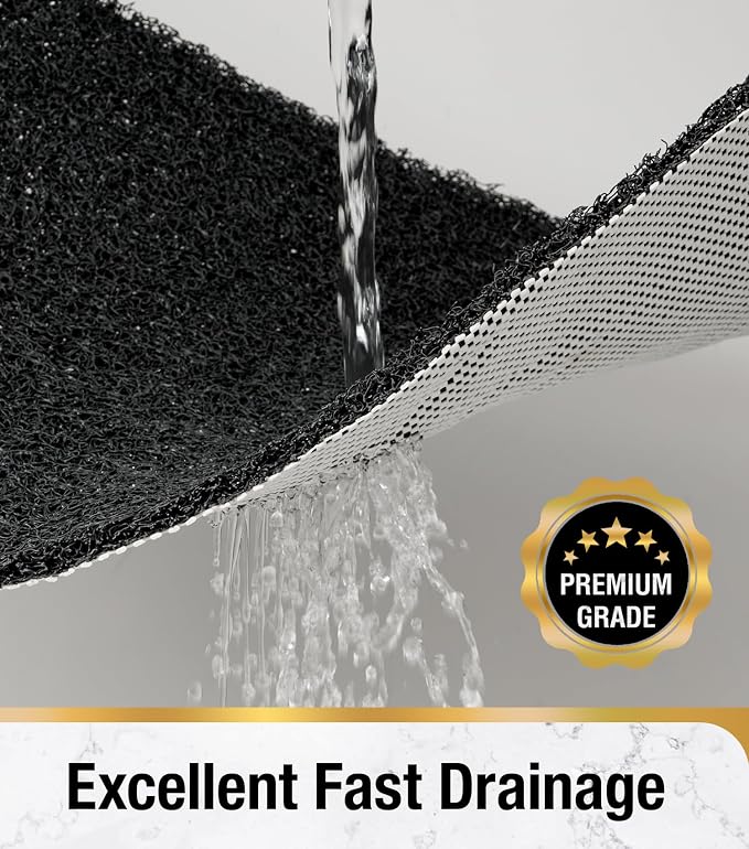 HITSLAM Square Shower Stall Mat, 21 x 21 Inch Non Slip Bath Mat for Tub, Soft PVC Loofah Bathtub Mats, Quick Drying Bathroom Shower Mat Anti Slip, Soft on Feet, Black