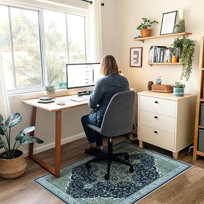 Office Chair Mat for Hardwood Floor&Tile Floor,36"X 48" Heavy Duty Desk Chair Mat for Hard Floors,Under Desk Rug for Rolling Computer Chair,Anti Slip,Low Pile Carpet Floor-Black Gray