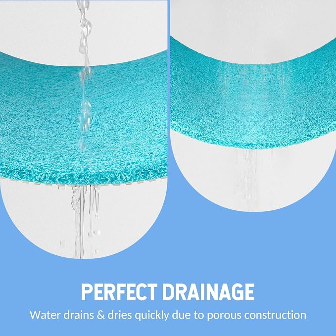 Hargiis Non-Slip Bathtub Mat, Anti Slip Shower Mat, Fast Drying Bathtub Mats, Foot Scrubber Mat, Anti Slip Mat for Tub, Floor, Bathroom, Kitchen, Home, Hotel (Turquoise Blue 32"×17")