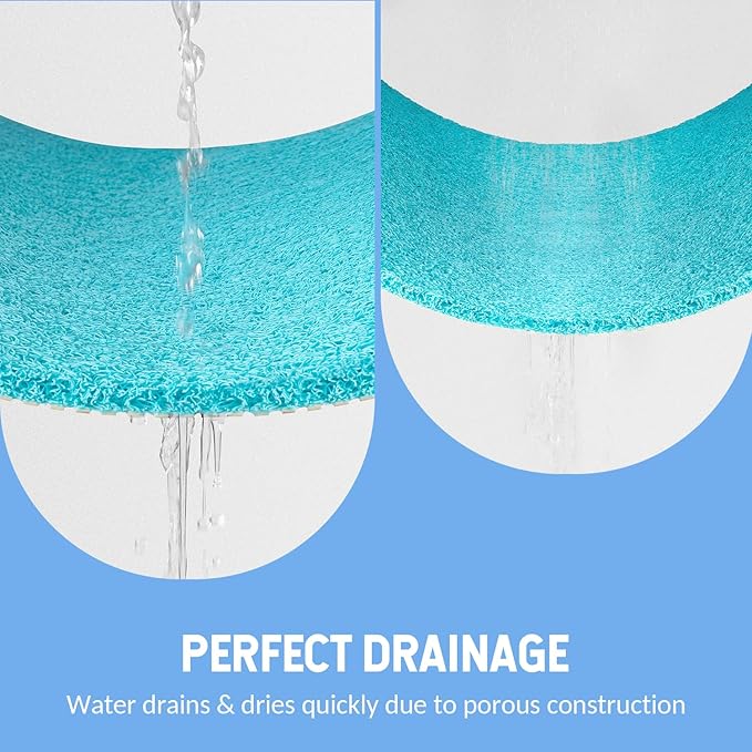 Hargiis Non-Slip Bathtub Mat, Anti Slip Shower Mat, Fast Drying Bathtub Mats, Foot Scrubber Mat, Anti Slip Mat for Tub, Floor, Bathroom, Kitchen, Home, Hotel (Turquoise Blue 24"×24")