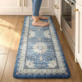 Collive Cushioned Kitchen Floor Mats, Anti Fatigue Kitchen Mats for Floor Non Slip Waterproof Sink Rugs, Comfortable Standing Desk Mat for Office, Laundry Room, 17"x47"-Blue