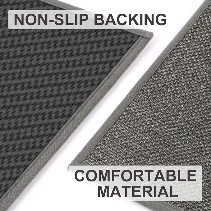 LEKEEPGO Long Door Mat 24"x59", Non Slip Door Mat Indoor Entrance, Rubber Backing Front Indoor Doormat Washable Absorbent Low-Profile Entryway Entry Resist Dirt Inside Hallway Door Mats, Grey