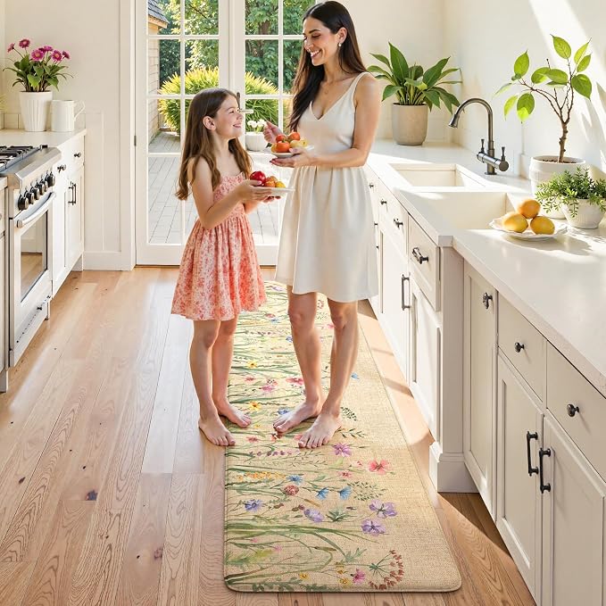 KIMODE Anti Fatigue Mats for Kitchen Floor, 24"x71" Farmhouse Kitchen Runner Rug, Non Slip Kitchen Mats for Floor, Cushioned Kitchen Floor Mats for Sink Laundry Office Desk Brown