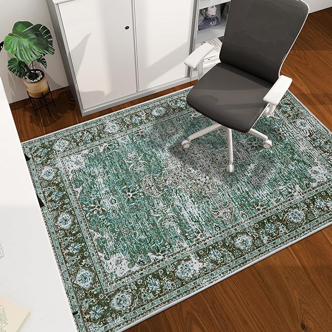 Office Chair Mat for Hardwood Floor, 60"x45" Easy Glide Computer Desk Mat Protector for Rolling Chair Under Desk Rug Nonslip Backing, Machine Wash, (Modern)