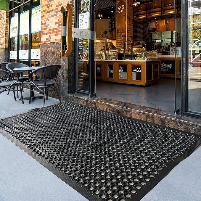 Uniboho Outdoor Rubber Floor Mats Anti Slip Restaurant Commercial Kitchen Rubber Drainage Mat 60 x 35 Heavy Duty Mat for Garage Garden Indoor Outside Industral Pool Entrance Bar Wet Area