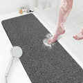Shower Mat Bathtub Mat Non-Slip,47x16 inch, Soft Tub Mat with Drain,PVC Loofah Bath Mat (Phthalate Free) for Tub and Bathroom,Quick Drying,Black