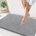 Smiry Luxury Chenille Bathroom Rugs 34x21, Extra Soft and Absorbent Shaggy Bath Mat, Machine Washable, Non-Slip Plush Carpet Runner for Tub, Shower, and Floor, Home Decor Accessories, Grey