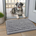 Smiry Dog Door Mat for Muddy Paws 24x16, Absorbent Dirt Trapper, Non-Slip Washable Chenille Entryway Rug for Inside Floor, Grey, Layered Pattern