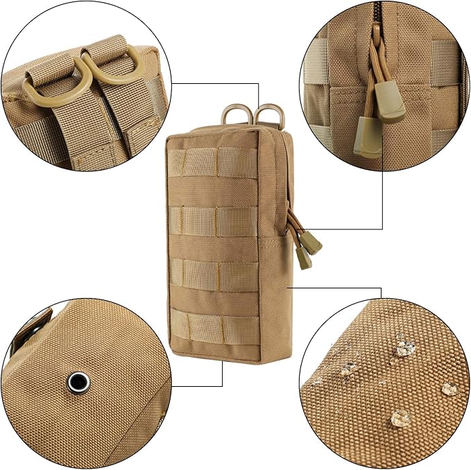 FRTKK 2 Pack Molle Pouches - Tactical Compact Water-Resistant EDC Pouch Bag Small Utility Pouch