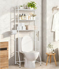 3-Tier Over The Toilet Storage Rack - Freestanding Bathroom Shelf Organizer with Toilet Paper Holder & 3 Hooks, Space-Saving Sturdy Rust-Resistant Design, 62" H White