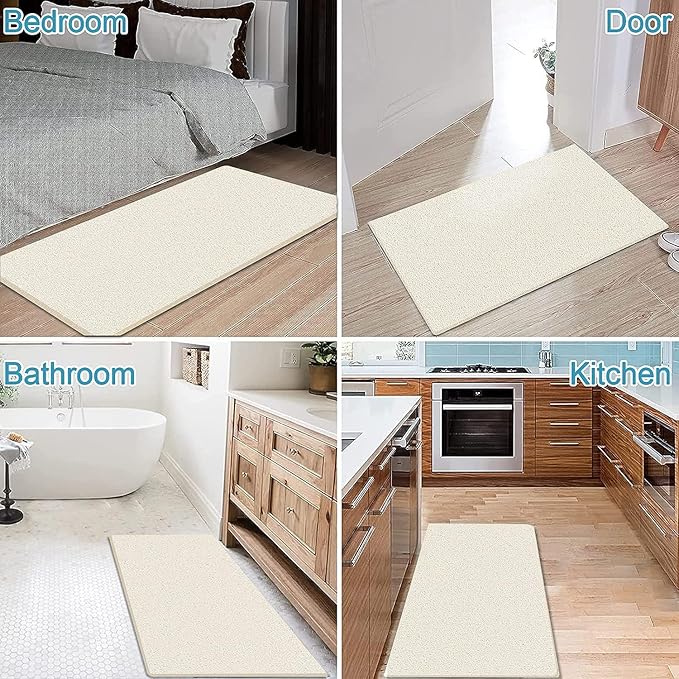 godehone Shower Mats Non Slip Without Suction Cups, PVC Loofah Bathroom Mats, Loofah Mats for Shower and Bathroom, Quick Drying, 23.6× 47.2 Inch, Beige