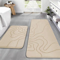 YIHOUSE Memory Foam Bathroom Rugs Sets 2 Piece - Extra Thick Ultra Soft Absorbent Bath Mat Set, Non-Slip Machine Washable Bath Rugs for Bathroom, Tub & Shower, Home Decor (17"x24"+20"x46", Beige)