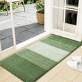 Kitinjoy Indoor Outdoor Door Mat, 44x24 Non-Slip Absorbent Dirt Trapper, Low-Profile Washable Inside Entrance Front Floor Mat, Sturdy Soft Entry Doormats for Entryway, Green