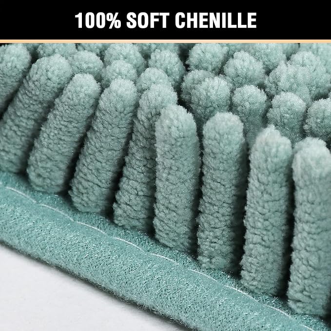 H.VERSAILTEX Microfiber Bath Rugs Chenille Floor Mat Ultra Soft Washable Bathroom Dry Fast Water Absorbent Bedroom Area Rugs, 24 x 42 - Inch, Eggshell Blue