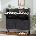 Nicetree Shoe Cabinet with 4 Flip Drawers, Hidden Shoe Rack Cabinet with Metal Legs, Farmhouse Narrow Shoe Storage Cabinet for Entryway, Foyer, Hallway, Black