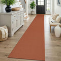 KOZYFLY Orange 2x16 Runners Rugs for Hallway, Extra Long Washable Runner Rug, Woven Non Slip Kitchen Runner, Cotton Entryway Rug, Floor Carpet for Entry, Aisle, Hall, Burnt Orange/Tan