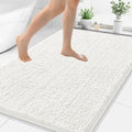 Smiry Luxury Chenille Bathroom Rugs 44x32, Extra Soft and Absorbent Shaggy Bath Mat, Machine Washable, Non-Slip Plush Carpet Runner for Tub, Shower, and Floor, Home Decor Accessories, Ivory