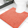 Smiry Luxury Chenille Toilet Rugs U-Shaped 20x20, Soft Absorbent Non-Slip Contour Bathroom Rugs for Toilet, Machine Washable Contoured Bath Mats, Coral