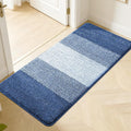 Kitinjoy Indoor Outdoor Door Mat, 50x30 Non-Slip Absorbent Dirt Trapper, Low-Profile Washable Inside Entrance Front Floor Mat, Sturdy Soft Entry Doormats for Entryway, Navy Blue