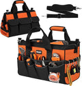 UUP Heavy Duty Tool Bag 15-Inch, 16-Pocket Portable Soft Tool Box Organizer Storage, Handle Tactical Carry Tote Empty Toolbox with Large Zipper, Father Day Dad Men Gift for Mechanic Engineer, Orange