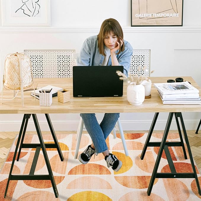Office Chair Mat for Hardwood Floor, 72"x48" Easy Glide Computer Desk Mat Protector for Rolling Chair Under Desk Rug Nonslip Backing, Machine Wash, (Modern)