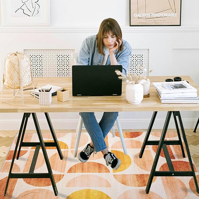 Office Chair Mat for Hardwood Floor, 48"x36" Easy Glide Computer Desk Mat Protector for Rolling Chair Under Desk Rug Nonslip Backing, Machine Wash (Modern)