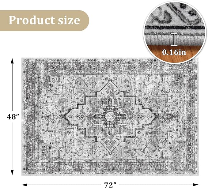 chakme Office Chair Mat for Hardwood Floor, 72"x48" Easy Glide Computer Desk Mat Protector for Rolling Chair Under Desk Rug Nonslip Backing, Machine Wash, (Boho)
