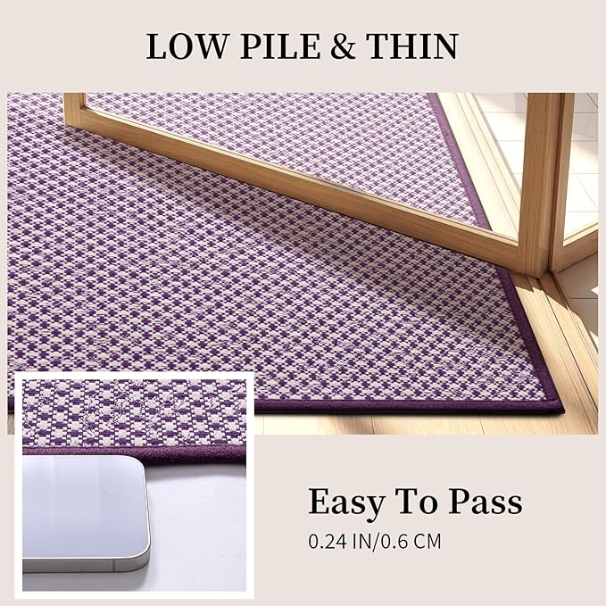 YIHOUSE Thin Bath Mat Purple Bathroom Rugs Sets 2 Pieces, Non Slip Absorbent Mats Quick Dry, Woven Rugs Washable, Tapetes para Baño for Bathroom Toilet,Bathtub(17"x24"+17"x32")