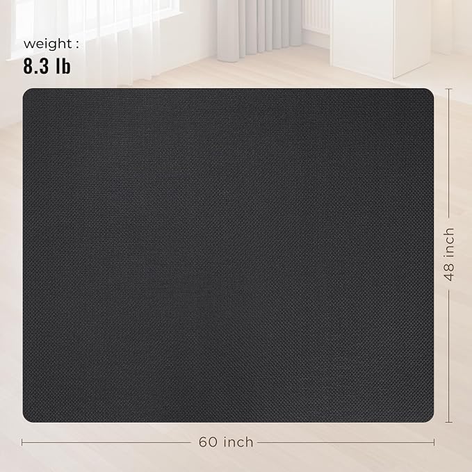 Office Chair Mat for Hard Floors,48"x60" Anti-Slip Waterproof Hardwood Floor Chair Mat,Heavy Duty Floor Protector Rolling Chairs for Home Office(Black)
