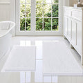 Smiry Bathroom Rugs Sets 2 Piece, Soft Absorbent Chenille Machine Washable Non Slip Shaggy Bath Rug Set for Tub, Shower, and Floor (36x24+24x16, White)