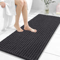 OLANLY Long Bathroom Rugs Runner 47x20, Thick Soft and Absorbent Chenille Bath Mat, Non-Slip, Machine Washable Quick Dry Bath Rugs for Tub Shower Floor, Home Decor Accessories, Dark Grey