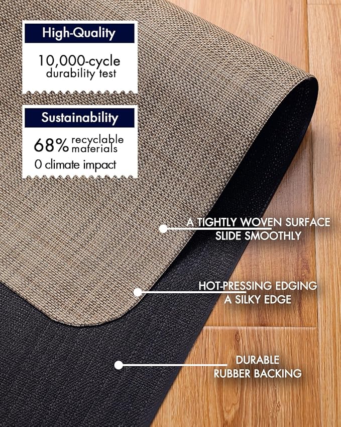 BARoyal Office Chair Mat for Hardwood Floor Under Desk Computer Rolling Chair Mat for Wood/Tile Floor Non-Slip Heavy Duty Desk Rug PVC Plastic Hard Floor Protector 36" x 48"(Linen)