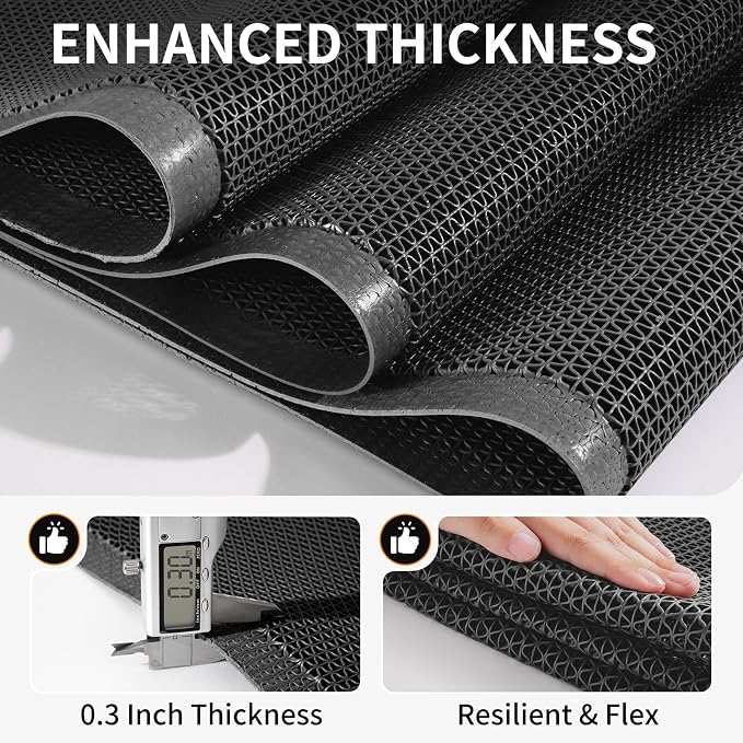 Front Door Mat 24''x36'', Drainage Heavy Duty Dirt Trapping Non-Slip Doormats, Outdoor Rubber Floor Mats, Restaurant Commercial Kitchen Industral Pool Entrance Bar Wet Area, Black