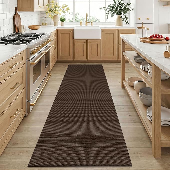 KOZYFLY 3x6 Washable Runner Rug, Non Slip Wide Runners for Hallway, Woven Large Entryway Runners, Braided Floor Carpet Runner for Entry, Kitchen, Bedside, Hall, Brown/Dark Brown