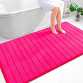 OLANLY Memory Foam Bath Mat 70x46, Super Soft Absorbent Bathroom Rugs, Quick Dry, Machine Washable Shower Floor Rugs, Bathmat Carpet, Bathroom Home Decor Accessories, Hot Pink