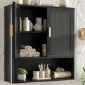 INNOD Bathroom Wall Cabinet, Wall-Mounted Medicine Cabinet with Adjustable Wood Shelf & Doors, Floating Bathroom Cabinet Over Toilet for Laundry Room & Kitchen & Living Room (Black)