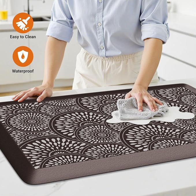 Mattitude Kitchen Mat, 17.3x60in Heavy Duty Ergonomic Comfort Foam Standing Desk Mat, Waterproof Non-Slip Standing Mats and Rugs for Kitchen, Office, Laundry, Chocolate