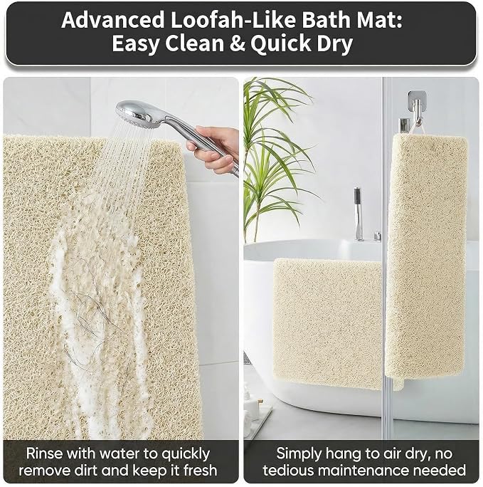 Square Shower Mat Non Slip, 27 x 27 Inch Anti Slip Shower Mats Without Suction Cups, Quick Drying Bathtub Mat, Foot Scrubber PVC Loofah Bath Mats for Bathroom, Tub, Sink