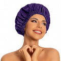 Reusable Shower Cap for Women, Large Waterproof Shower Bonnet with Elastic Band, Washable Bath Hair Cap for Long, Curly Hair, Braids, Daily Shower, Home Spa, Travel(Dark Purple)