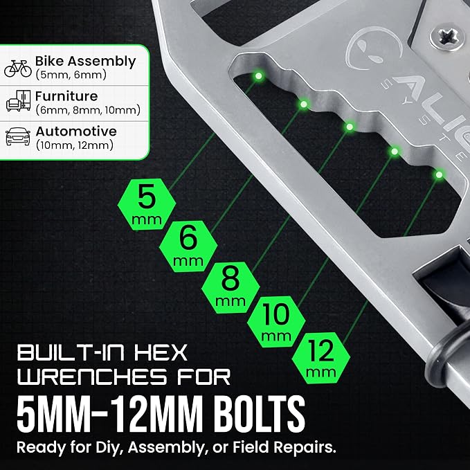 EDC Pry Bar Multitool – 10-in-1 EDC Pry Tool – Pocket Pry Bar, Bottle Opener, Ratchet Wrench, Screwdriver Set, Box Opener, Seatbelt Cutter, Hex Wrench (2.9oz) - Carabiner Multitool