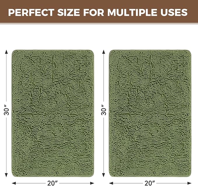Bcoimo Bathroom Rug Set, Chenille Bathroom Rugs, Absorbent Non Slip Plush Bath Mats, Machine Washable Fast Drying Floor Mats for Tub, Shower, Sink, Vanity