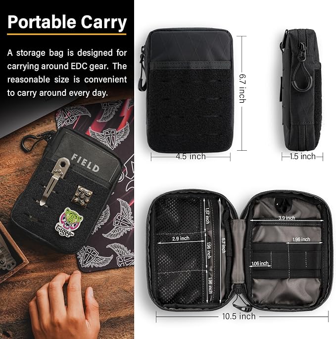 TACTICAL GEEK Block E3.0 EDC Compact Waist Pocket Pouch, Men EDC Pouch Organizer, Multi-Purpose Molle Tool Pouch for Multitools, Utility Tool Organizer Bag for Daily Essentials Carry (XBlack)