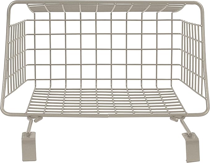 Spectrum Grid Over the Cabinet Wire Storage Basket Large (Satin Nickel Powder Coat) - Organizer for Bathroom, Kitchen, Under Sink, Pantry, Hair Tools, & More (Pack of 2)