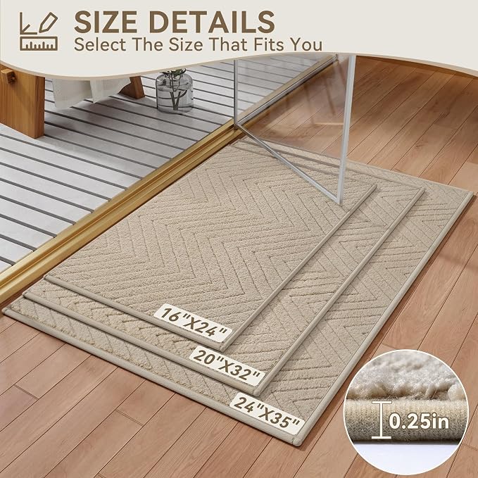 Bathroom Rugs Mat Quick Dry Absorbent Non Slip Bath Mat Bath Mats for Bathtub Mat Bathroom Carpet Fit Under Door Washable Floor Bath Rug Brown 24x36