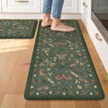 LEEVAN Anti Fatigue Mats for Kitchen Floor Non-Slip, Cushioned Kitchen Mats for Floor 20''x31''+20''x47'', Green Memory Foam Kitchen Mat Set