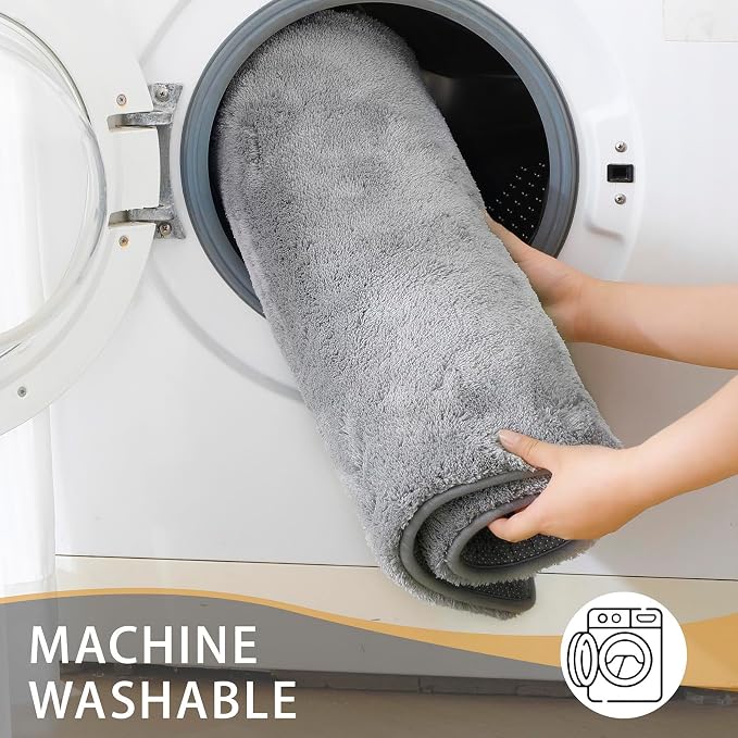 MINIDEAR Bathroom Rugs 24x17 Dark Gray - Thick Memory Foam Bath Mat, Ultra Soft & Plush Fluffy, Non-Slip, Quick Dry, Absorbent Washable Floor Microfiber Mat for Tub, Home Decor Accessories
