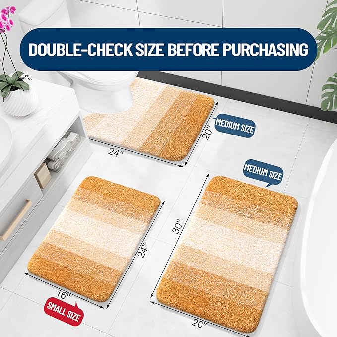 OLANLY Large Bathroom Rugs Mat 40x24, Extra Soft Absorbent Microfiber Bath Rugs, Rubber Backing, Quick Dry, Washable Bath Mats for Bathroom, Tub and Shower, Home Decor Accessories, Golden Yellow