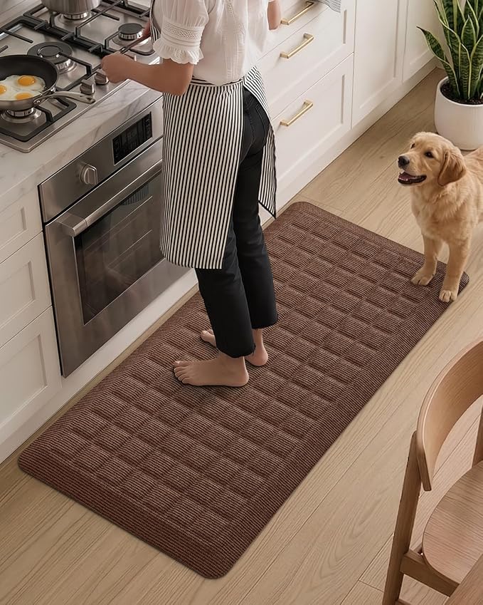 Color&Geometry 0.9 Inch Extra Thick Anti Fatigue Kitchen Floor Mat, High-Density Supportive Foam Standing Desk Mat, Waterproof Non-Slip Comfort for Sink, Office, Laundry, 20"x39", Brown