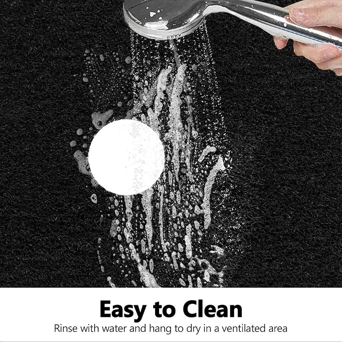 Shower Mat Non Slip: 24 x 24 Inch Square Shower Mats with Drain Hole in Middle - Soft Loofah Quick Drying Matt for Shower Stall