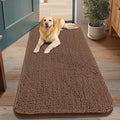 Smiry Dog Door Mat for Muddy Paws 48x30, Absorbent Dirt Trapper, Non-Slip Washable Chenille Entryway Rug for Inside Floor, Mocha, Classic Solid